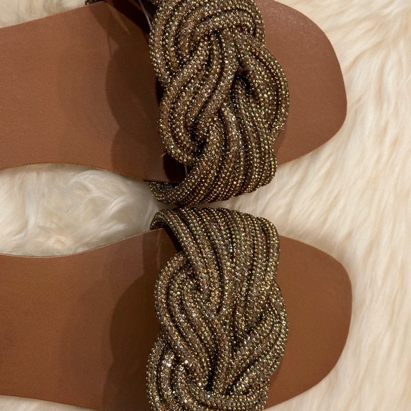 Steve Madden Adore Bronze Rhinestone Sandals / Slides - Size 8 - Picture 6 of 6